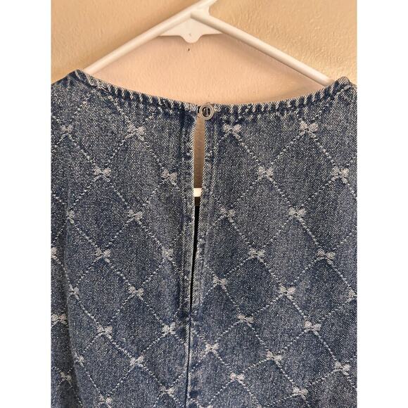 Bohme Zaida Bow Baby Doll Dress Small Short Sleeve - Picture 6 of 7